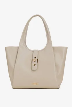 Hot Nobo Torebka Shopperka Z Klamrą BAG6010-015 Jasnobeżowa Beżowy