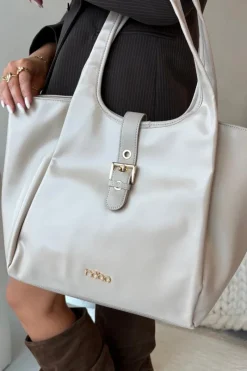 Hot Nobo Torebka Shopperka Z Klamrą BAG6010-015 Jasnobeżowa Beżowy