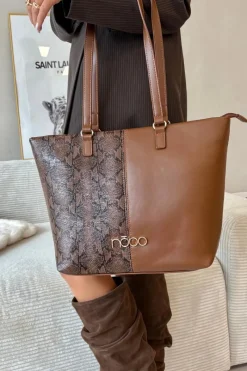 New Nobo Torebka Shopperka Zwierzęcy Wzór BAG5740-M17 Brązowa Brązowy