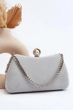 Torebka Wizytowa Kopertówka Nadrei Szara Torebki Kuferki|Kopertówki