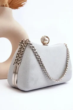 Torebka Wizytowa Kopertówka Nadrei Szara Torebki Kuferki|Kopertówki