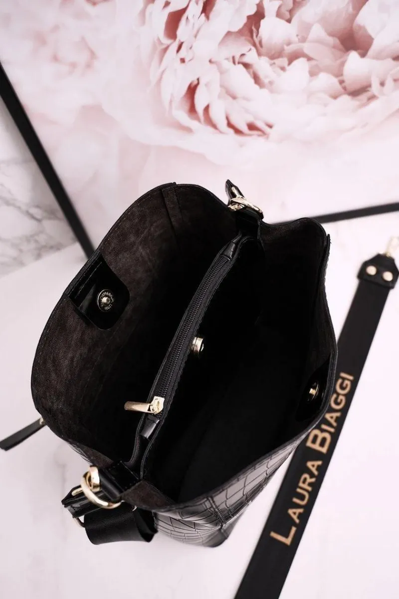 Sale Boto Torebka Worek Z Odpinanymi Paskami LAURA BIAGGI Print Zwierzęcy Czarna