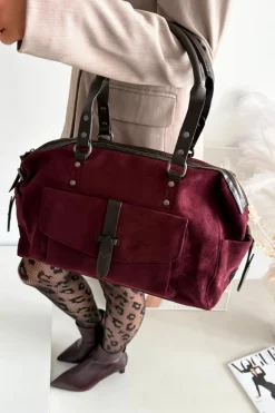 Boto Torebka Z Eko Zamszu Bordowa Gressa Czerwony