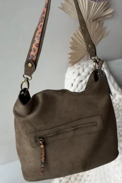 Clearance Torebka Z Eko Zamszu Ciemnozielona Deliane Torebki Klasyczne