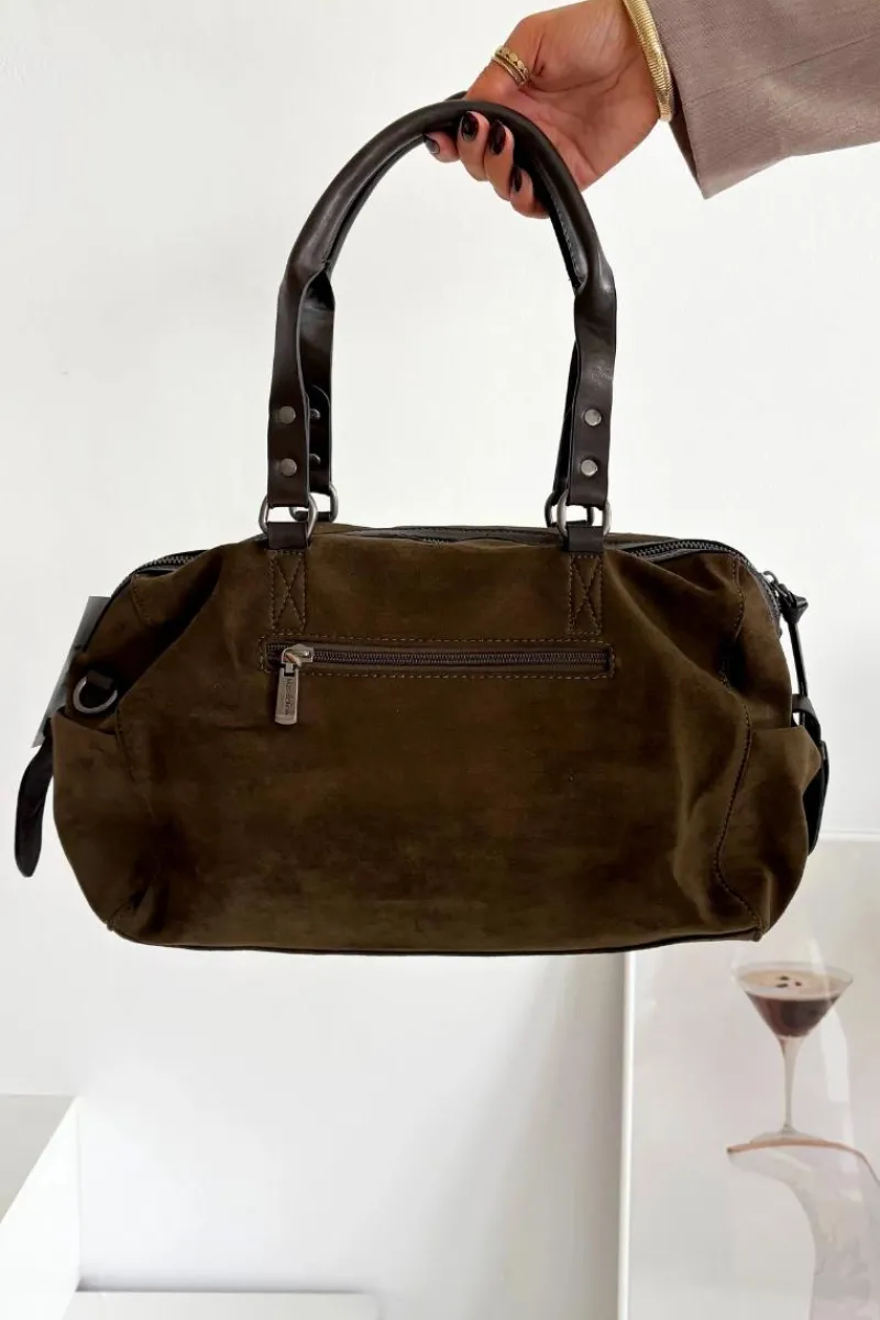 Torebki Klasyczne>Boto Torebka Z Eko Zamszu Khaki Gressa Zielony