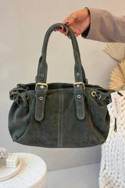 Sale Torebka Z Naturalnego Zamszu Oliwkowa Danira Torebki Klasyczne