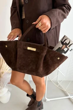 Torebki Klasyczne>Boto Torebka Z Naturalnego Zamszu Czekoladowa Fiorenza Brązowy