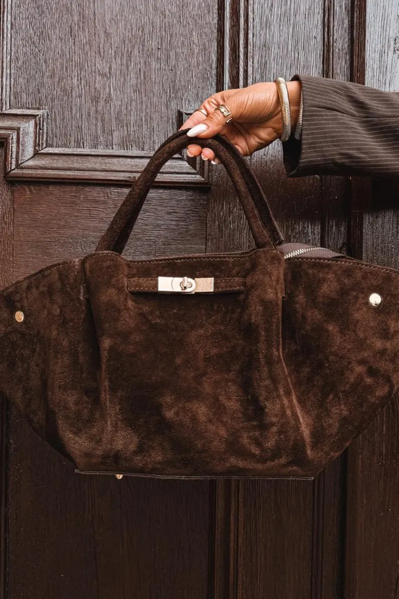 Torebki Klasyczne>Boto Torebka Z Naturalnego Zamszu Czekoladowa Fiorenza Brązowy