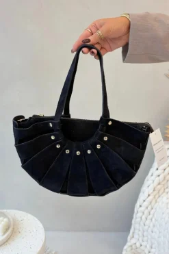 Outlet Torebka Z Naturalnego Zamszu Czarna Tialine Torebki Klasyczne