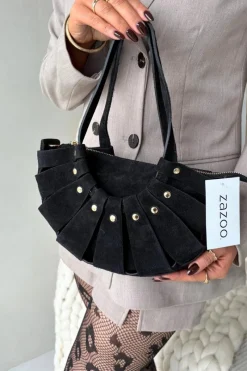 Online Boto Torebka Z Naturalnego Zamszu Czarna Marivane Czarny