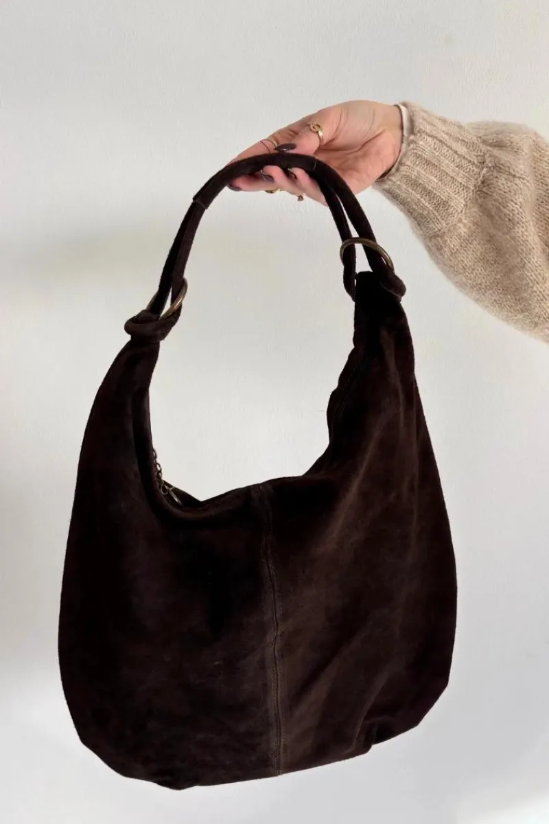 Sale Boto Torebka Z Naturalnego Zamszu Czekoladowa Floriah Brązowy