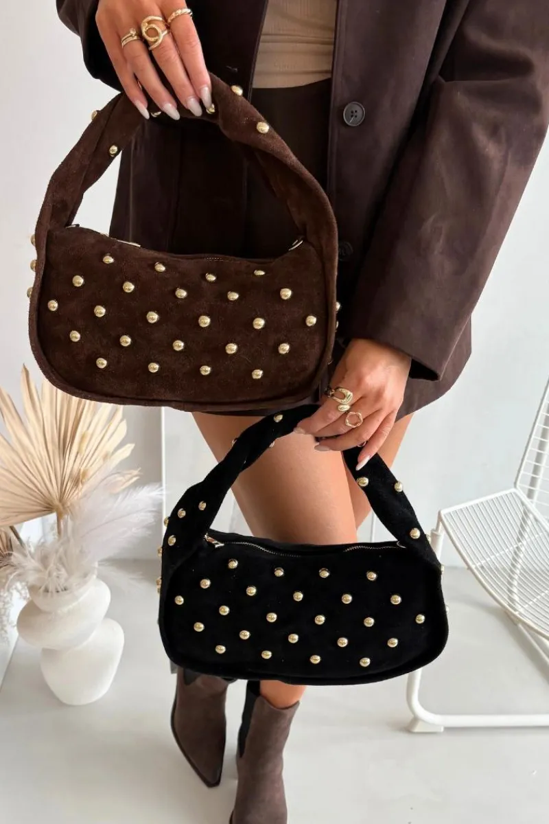 Best Boto Torebka Z Naturalnego Zamszu Ze Zdobieniem Czekoladowa Julisse