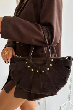 Outlet Boto Torebka Z Naturalnego Zamszu Czekoladowa Tialine Brązowy