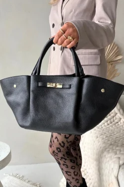 Clearance Boto Torebka Z Naturalnej Skóry Czarna Fiorenza Czarny