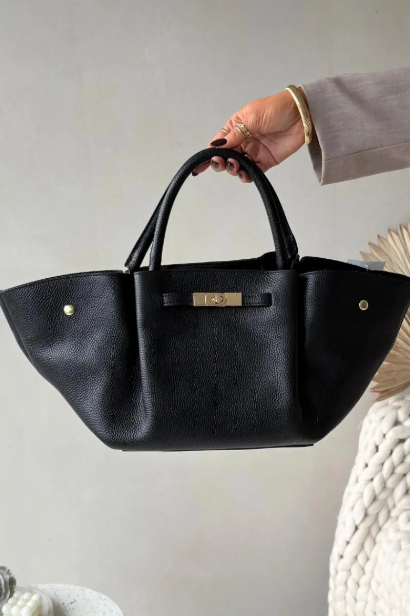 Clearance Boto Torebka Z Naturalnej Skóry Czarna Fiorenza Czarny