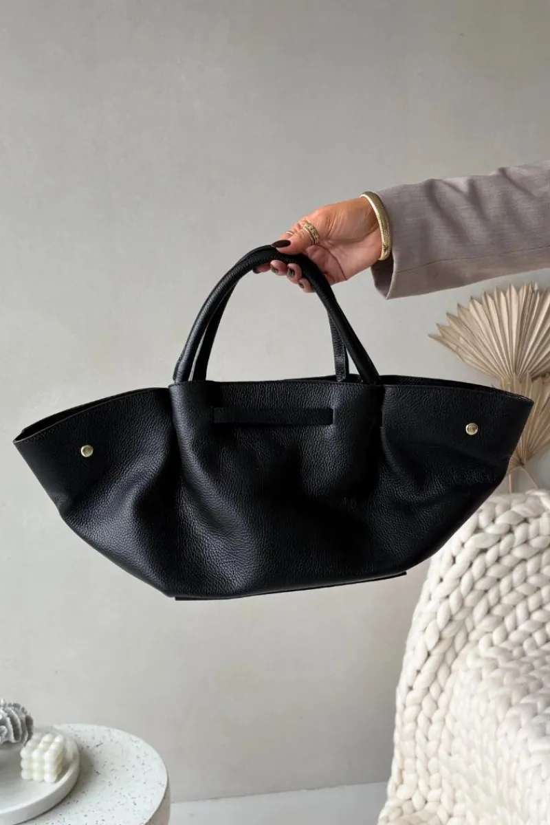 Clearance Boto Torebka Z Naturalnej Skóry Czarna Fiorenza Czarny