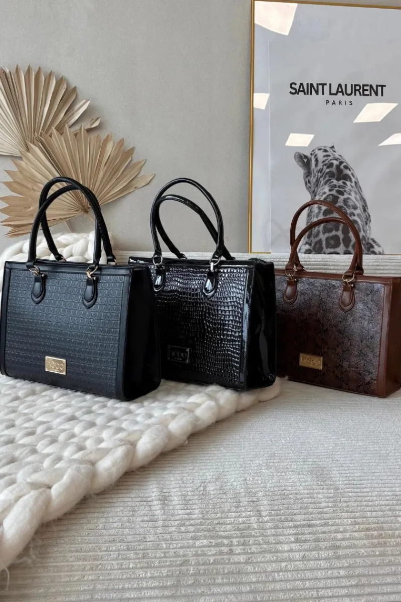Discount Torebka Z Tłoczonym Wzorem BAG6150-020 Czarna Torebki Nobo|Torebki Klasyczne