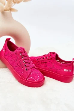 Sale Trampki Ażurowe Big Star JJ374007 Różowe Dzieci Dziewczęce