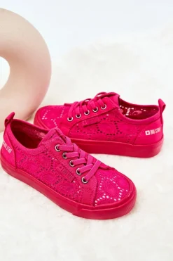 Sale Trampki Ażurowe Big Star JJ374007 Różowe Dzieci Dziewczęce