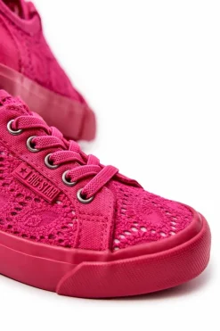 Sale Trampki Ażurowe Big Star JJ374007 Różowe Dzieci Dziewczęce