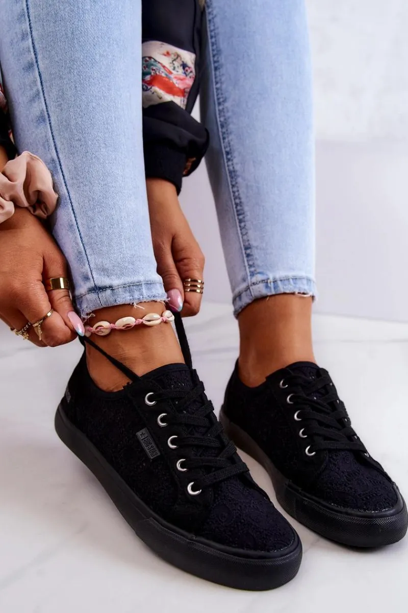 Trampki Damskie Big Star|Trampki Damskie Niskie>Big Star Shoes Trampki Ażurowe BIG STAR JJ274064 Czarne