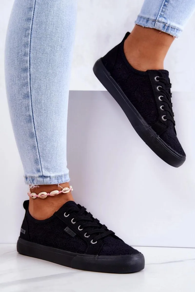 Trampki Damskie Big Star|Trampki Damskie Niskie>Big Star Shoes Trampki Ażurowe BIG STAR JJ274064 Czarne