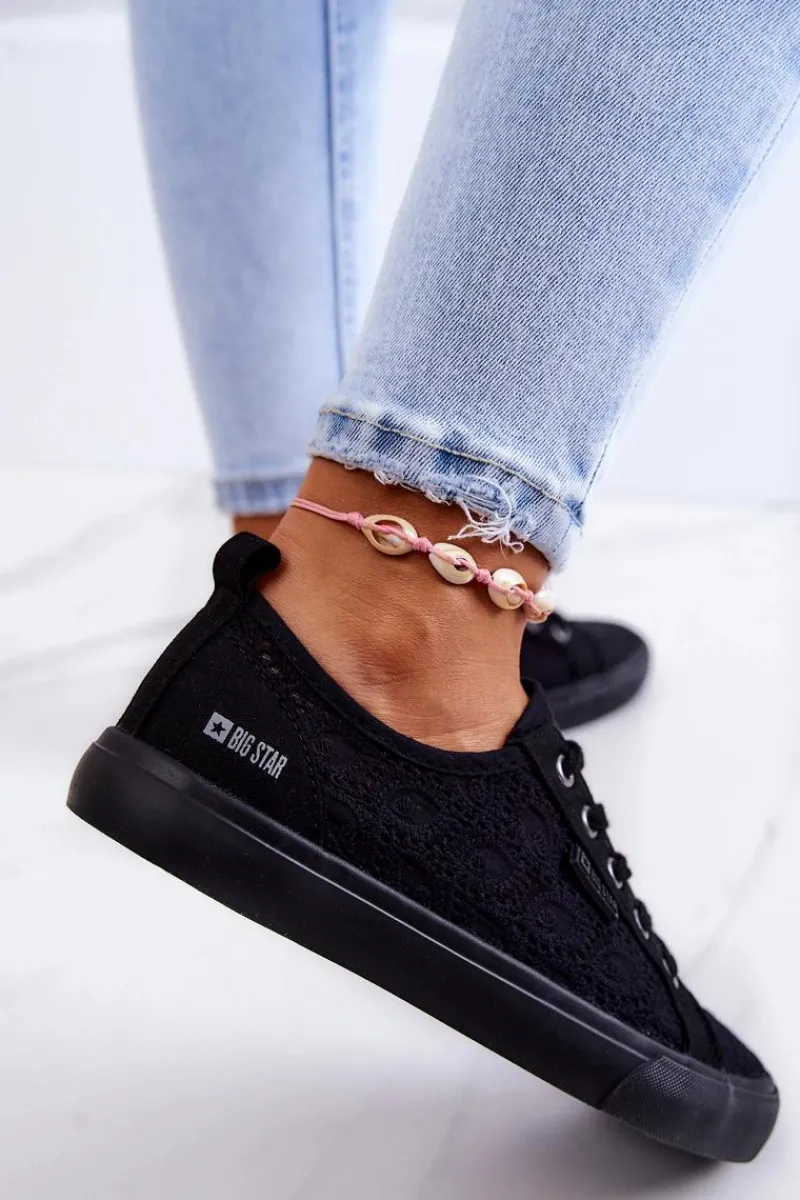 Trampki Damskie Big Star|Trampki Damskie Niskie>Big Star Shoes Trampki Ażurowe BIG STAR JJ274064 Czarne