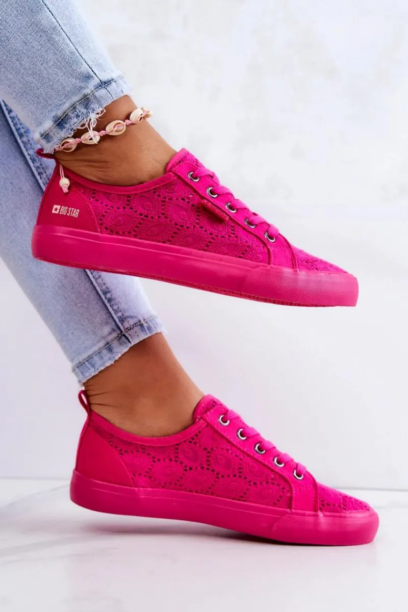 Trampki Damskie Big Star|Trampki Damskie Niskie>Big Star Shoes Trampki Ażurowe BIG STAR JJ274060 Różowe