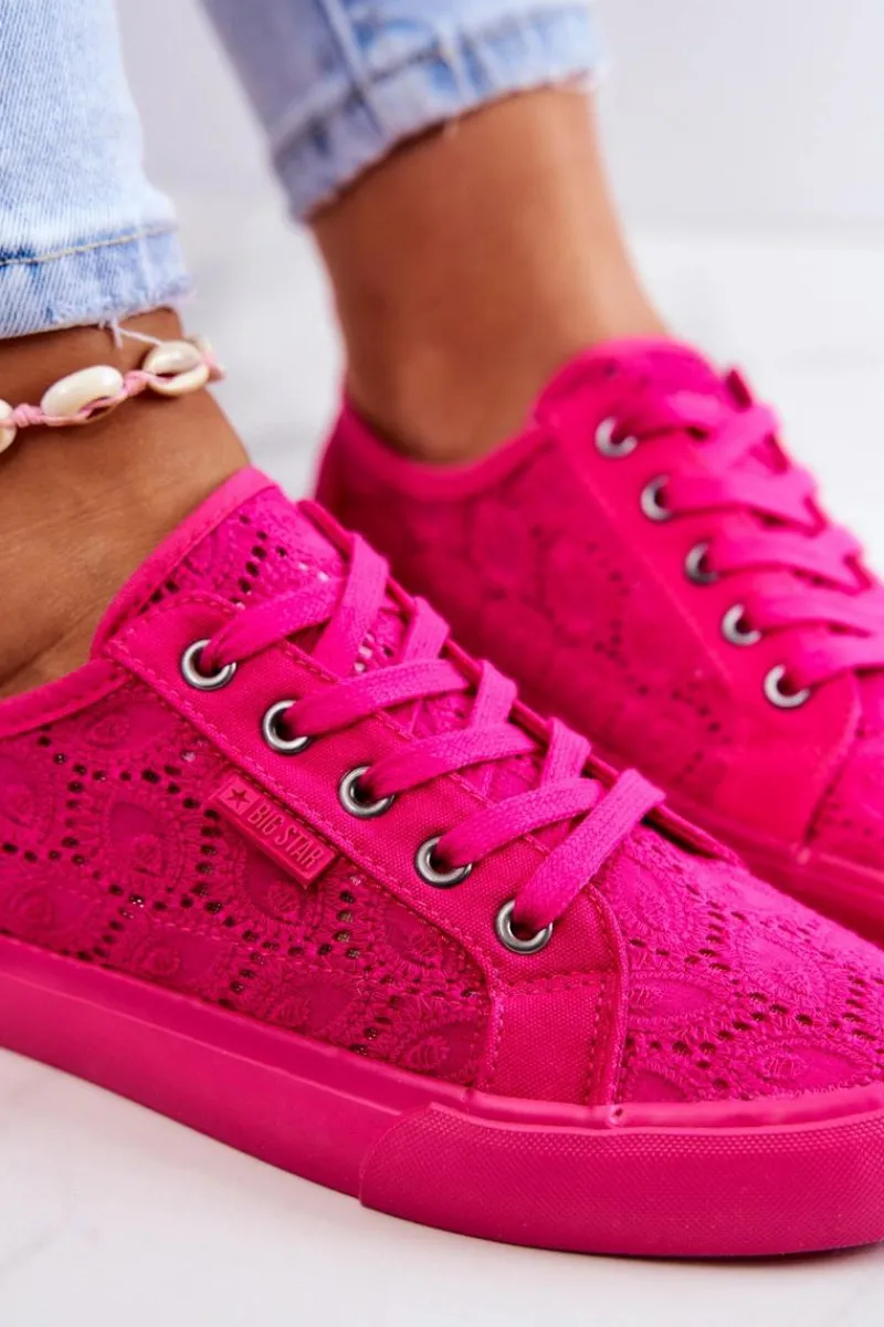Trampki Damskie Big Star|Trampki Damskie Niskie>Big Star Shoes Trampki Ażurowe BIG STAR JJ274060 Różowe