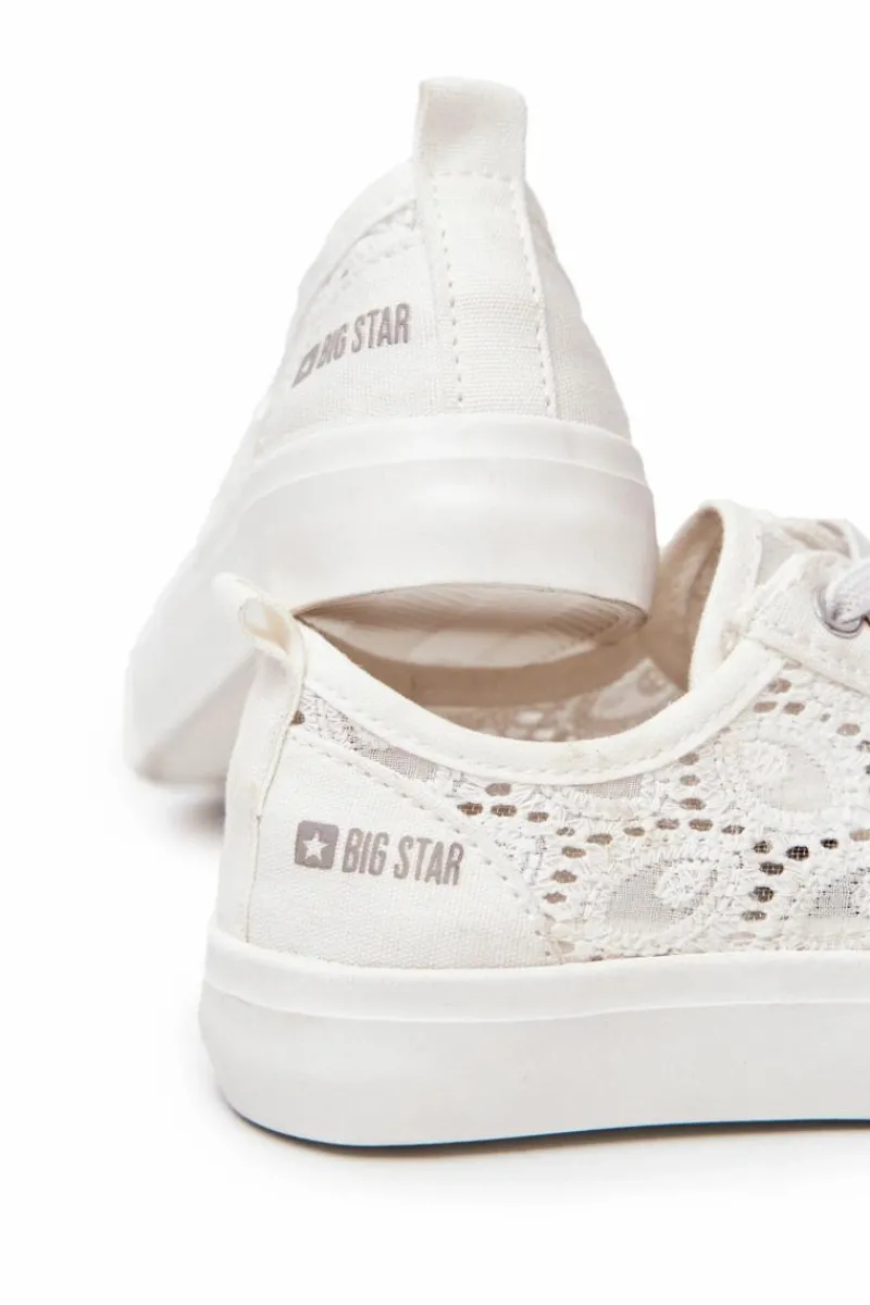 Dziewczęce>Big Star Shoes Trampki Ażurowe Big Star JJ374012 Białe