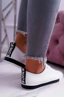 Hot Boto Trampki Damskie Białe Czarny Pasek Nigrid