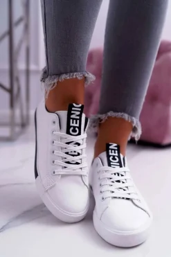 Hot Boto Trampki Damskie Białe Czarny Pasek Nigrid