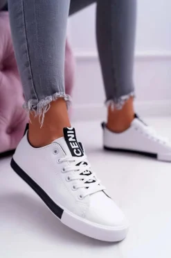 Hot Boto Trampki Damskie Białe Czarny Pasek Nigrid