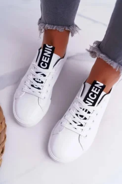 Hot Boto Trampki Damskie Białe Czarny Pasek Nigrid