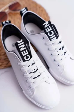 Hot Boto Trampki Damskie Białe Czarny Pasek Nigrid