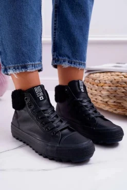 Trampki Ocieplane|Trampki Damskie Big Star></noscript>Big Star Shoes Trampki Damskie Big Star Wysokie Ocieplane Czarne EE274145