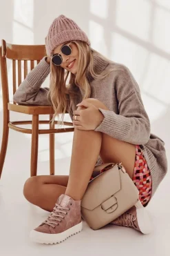 Hot Trampki Damskie Big Star Wysokie Ocieplane Różowe EE274113 Damskie Trampki Ocieplane|Trampki Damskie Big Star