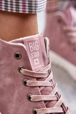 Hot Trampki Damskie Big Star Wysokie Ocieplane Różowe EE274113 Damskie Trampki Ocieplane|Trampki Damskie Big Star