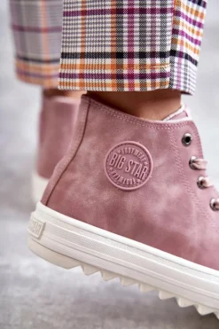 Hot Trampki Damskie Big Star Wysokie Ocieplane Różowe EE274113 Damskie Trampki Ocieplane|Trampki Damskie Big Star