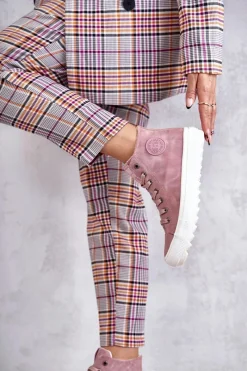 Hot Trampki Damskie Big Star Wysokie Ocieplane Różowe EE274113 Damskie Trampki Ocieplane|Trampki Damskie Big Star