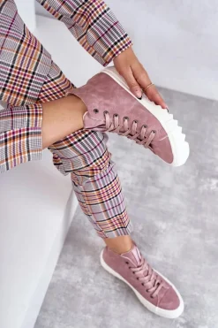 Hot Trampki Damskie Big Star Wysokie Ocieplane Różowe EE274113 Damskie Trampki Ocieplane|Trampki Damskie Big Star