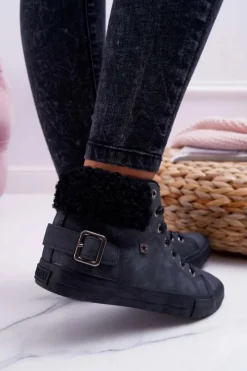 Discount Trampki Damskie Big Star Wysokie Ocieplane Czarne EE274080 Damskie Trampki Ocieplane|Trampki Damskie Big Star