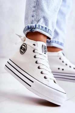 Clearance Big Star Shoes Trampki Damskie Big Star Białe GG274013 Biały