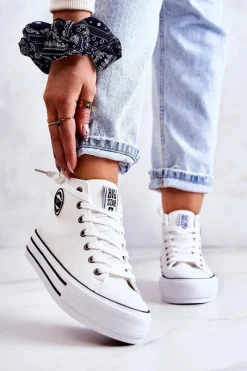 Clearance Big Star Shoes Trampki Damskie Big Star Białe GG274013 Biały