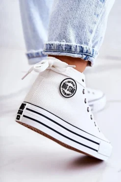 Clearance Big Star Shoes Trampki Damskie Big Star Białe GG274013 Biały