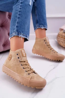 Trampki Ocieplane|Trampki Damskie Big Star>Big Star Shoes Trampki Damskie Big Star Wysokie Ocieplane Camel EE274116