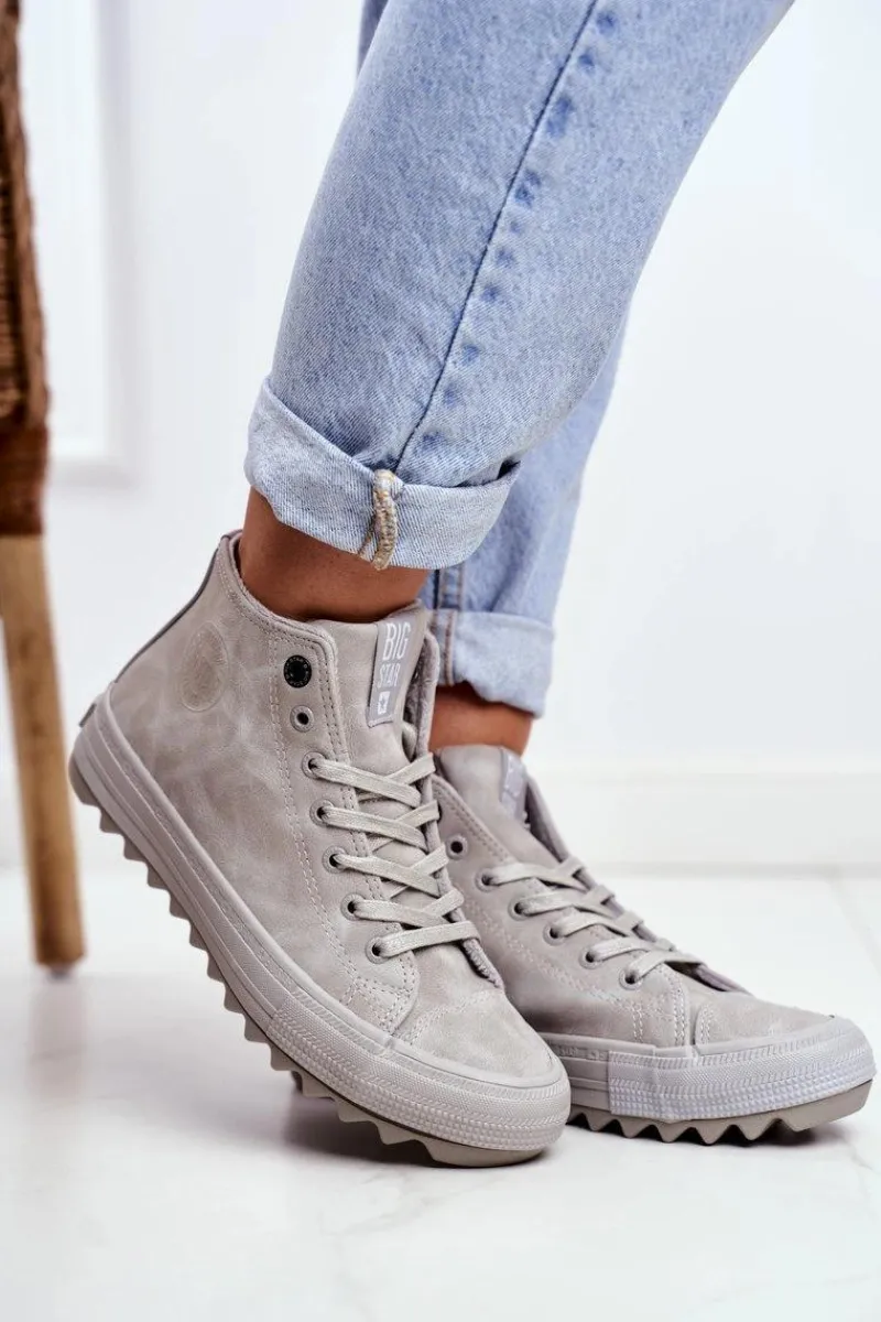 Discount Trampki Damskie Big Star Wysokie Ocieplane Szare GG274070 Damskie Trampki Ocieplane|Trampki Damskie Big Star