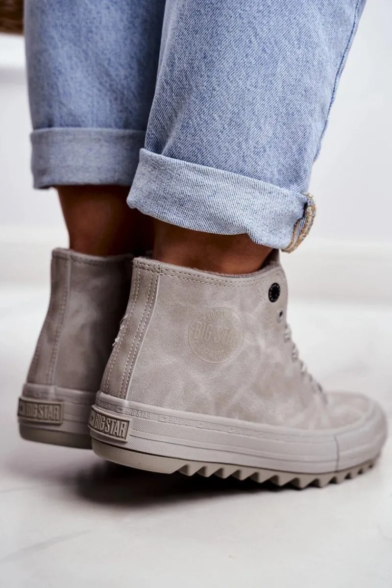 Discount Trampki Damskie Big Star Wysokie Ocieplane Szare GG274070 Damskie Trampki Ocieplane|Trampki Damskie Big Star