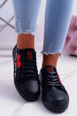 Trampki Damskie Big Star Czarne z Sercem EE274256 Damskie Trampki Damskie Big Star|Trampki Damskie Niskie