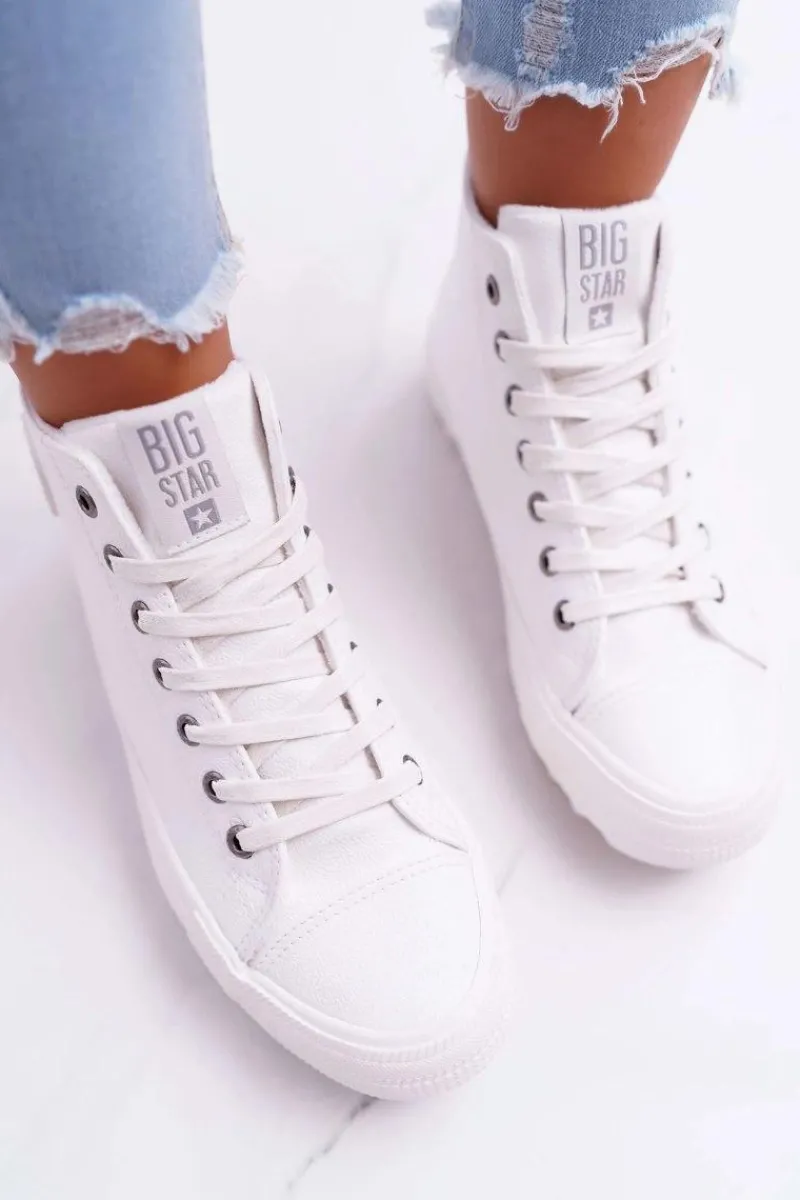 Clearance Trampki Damskie Big Star Wysokie Ocieplane Białe EE274111 Damskie Trampki Ocieplane|Trampki Damskie Big Star